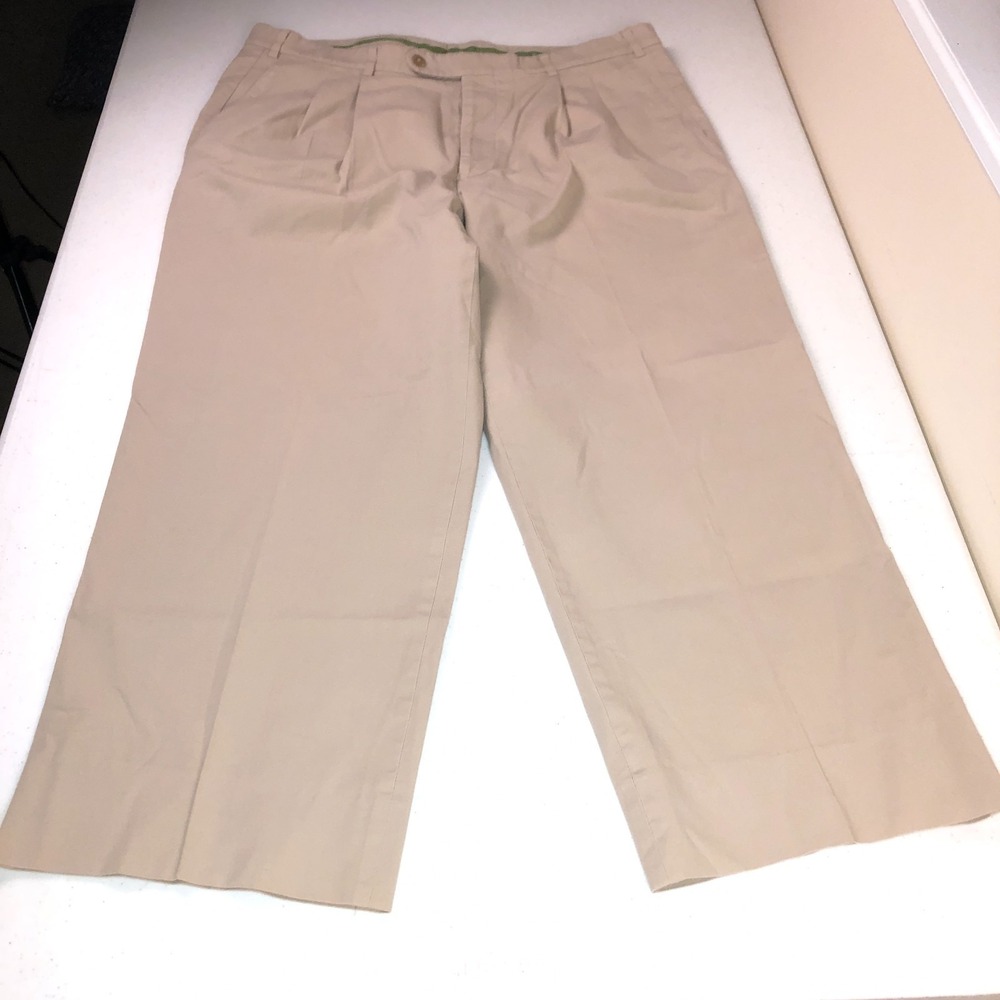 Hiltl Flat-Front Khaki Trousers Mens Beige Size‎ 38" x 25" German Casual Comfort